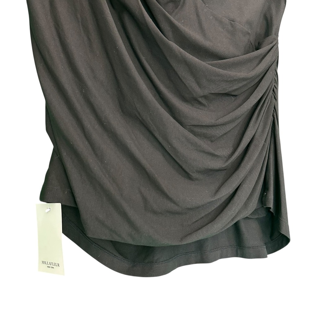 MM.LaFleur Fey Top Black Stretch Ruched Wrap Blouse +3 Plus Size Career NWT - Picture 4 of 12